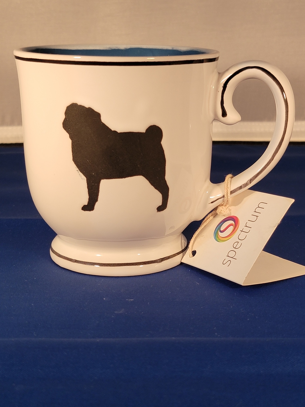 Spectrum White Ceramic Mug with Black Pug Silhouette